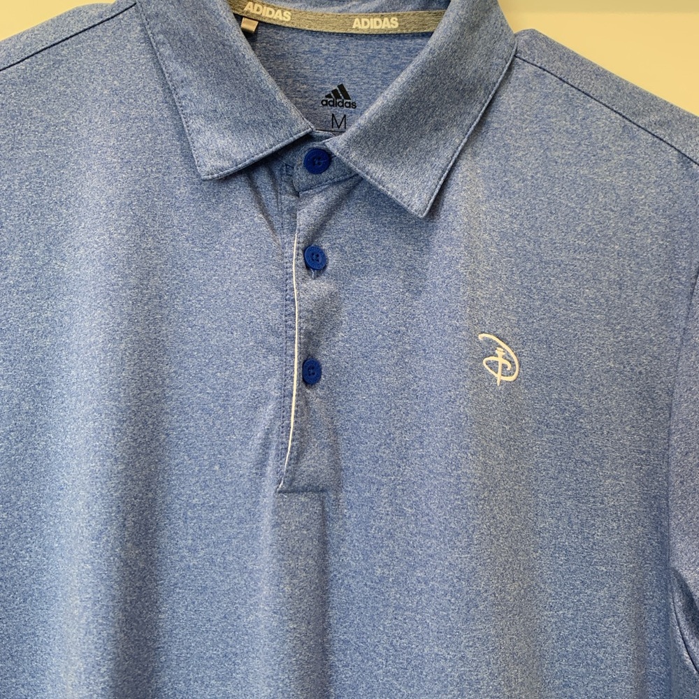 Disney logo Adidas Men's Heathered Blue Polo